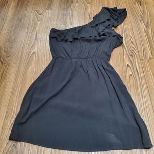 Xhilaration Black Dress Mini One Shoulder Empire Waist Casual Party Boho Sexy M
